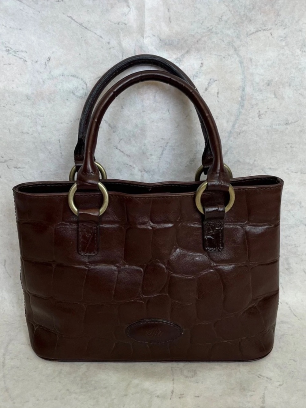 Mulberry Dark Brown Croc-Embossed Leather Satchel